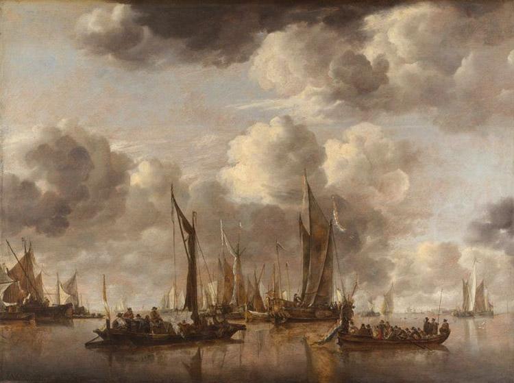 Jan van de Capelle Shipping Scene with a Dutch Yacht Firing a Salut (mk08) Sweden oil painting art